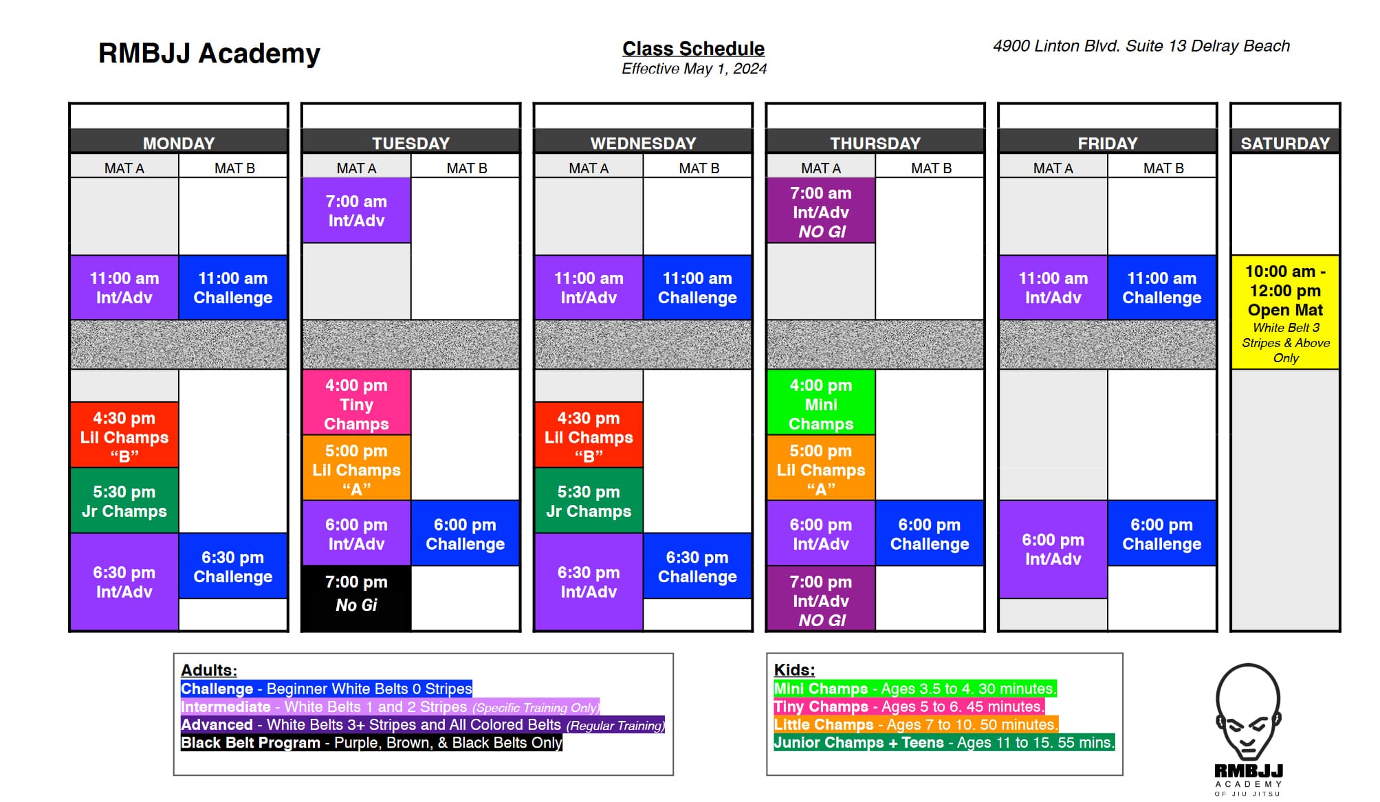 Schedule | RMBJJ Academy Delray Beach